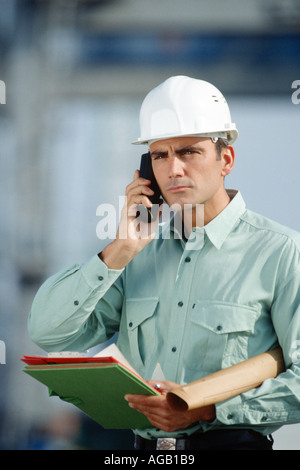 Worker on construction site Stock Photo