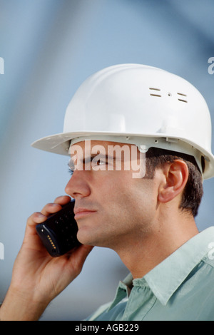 Worker on construction site Stock Photo