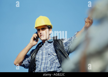 Worker on construction site Stock Photo
