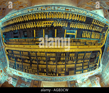 Ceiling of the tomb of King Ramses VI, Valley of the Kings, Egypt Stock Photo