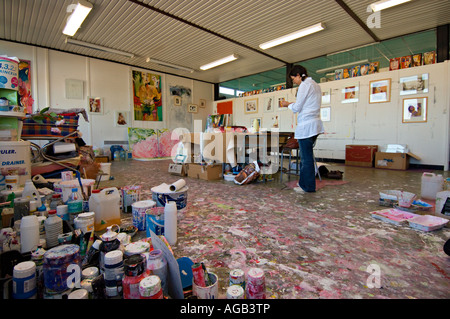 Overview of the plastic art workshop. Stock Photo