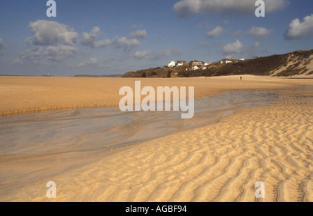 Hayle Sands at low tide, Hayle, Cornwall in the UK Stock Photo