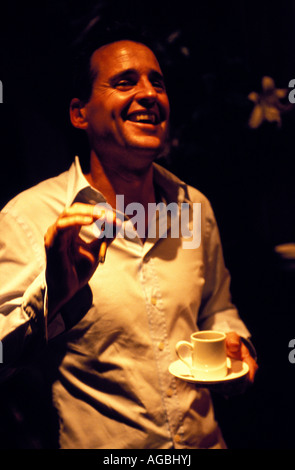 Taupo smoking a cigar in the lounch of the Huka Lodge luxury accommodation Stock Photo