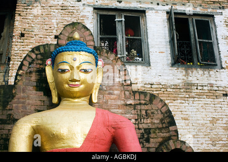 Buddha statue by Swayambhu Stupa, Kathmandu, Nepal Stock Photo