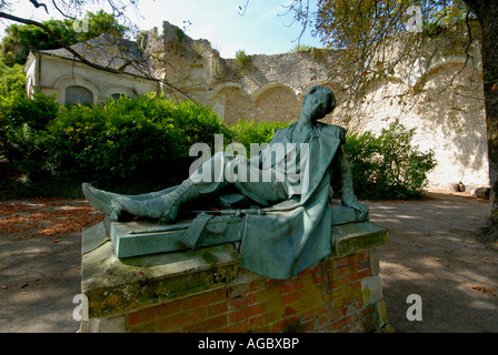 Reclining statue of Count Xavier Branicki in the grounds of the chateau at Montresor, Touraine, France. Stock Photo