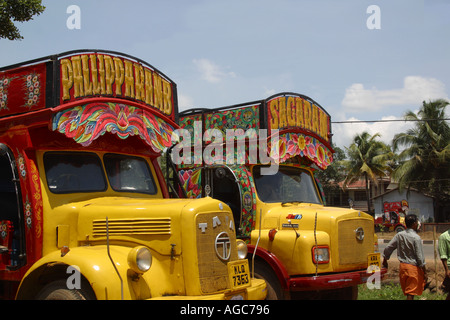 Indian Trivandrum painted trucks Kerala South India Stock Photo