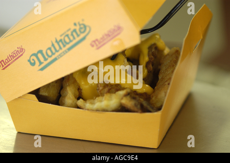 Food sold along the Coney Island boardwalk. Stock Photo