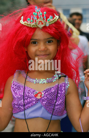 4 year old girl dressed as princess at Kingston Carnival, Kinston, Surrey, UK. Stock Photo