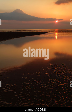 Sunset on Tal y bont beach North Wales uk Stock Photo