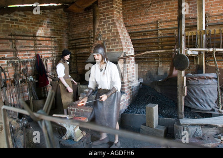 Recreation of Tudor forge at Kentwell Hall Long Melford Suffolk England UK Stock Photo