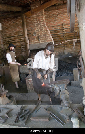 Recreation of Tudor forge at Kentwell Hall Long Melford Suffolk England UK Stock Photo