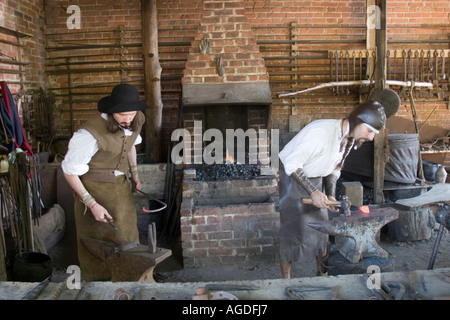 Recreation of Tudor forge at Kentwell Hall Long Melford Suffolk England UK Stock Photo