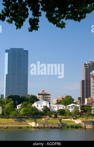 Old Statehouse and modern office buildings along the Arkansas River at Little Rock, Arkansas. Stock Photo