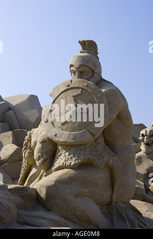 Sand sculpture of Jason and the Golden Fleece Stock Photo