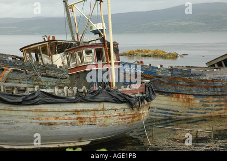 Boat wrecks on Isle of Mull Stock Photo