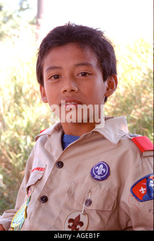 Boy Scout age 10 at the Minnesota State Fair. St Paul Minnesota USA Stock Photo