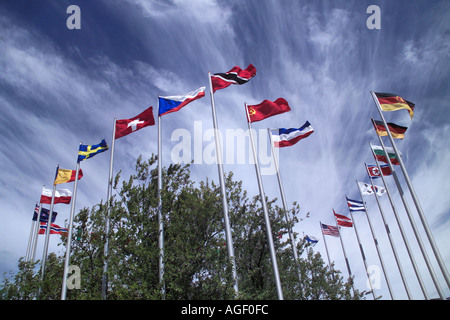 Flags of many nations Stock Photo