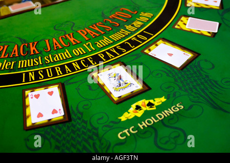 CTC Holdings green Blackjack casino card table Stock Photo