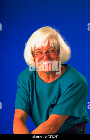 Senior woman smiling Stock Photo