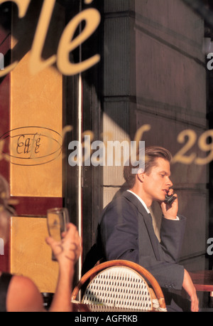 young businessman in café, Stockholm, Sweden Stock Photo