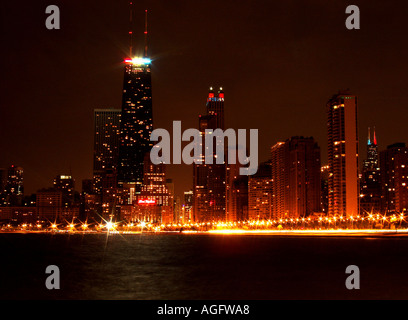 Chicago Northshore at Night Stock Photo