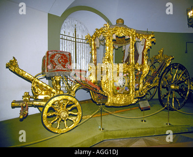 A golden carriage from the time of the Czars in the Armory Museum in Moscow Stock Photo