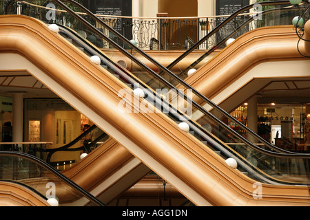 Escalators Princes Square, shopping mall, Glasgow, Scotland