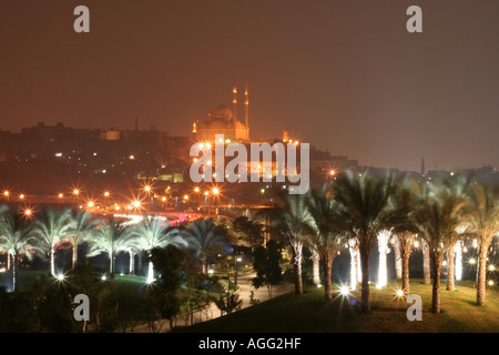 citadel and madrasah of Sultan Hassan Mosque, Egypt, Al Azhar Park, Kairo Stock Photo