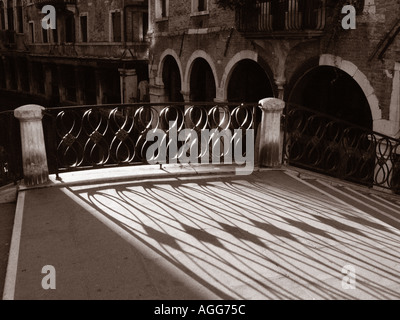Venice Bridge and iron work in early morning light Stock Photo