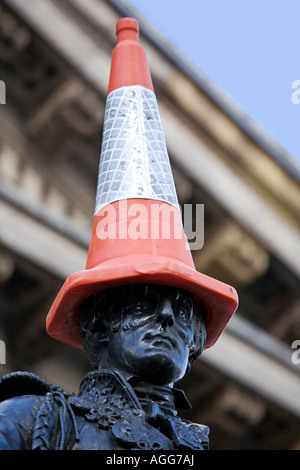 The Duke of Wellington wearing a traffic cone for a hat, Royal Exchange Square, Glasgow, Scotland. Stock Photo