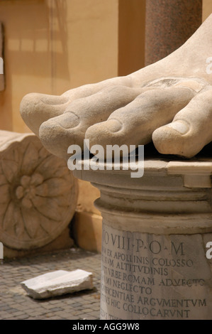 remains/pieces of the gigantic statue of Constantine, Palazzo dei Conservatori, Piazza del Campidiglio, Rome, Italy Stock Photo