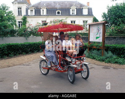 Children in pedal car French campsite Stock Photo