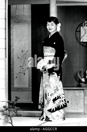 Woman in Kimono, vintage photo circa 1960 Stock Photo