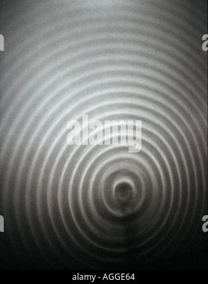 circular waves in a ripple tank reflected from straight barrier Stock ...