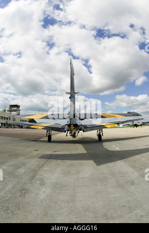 Rear view of RAF Tucano T1 at Shoreham Airport West Sussex UK Stock Photo