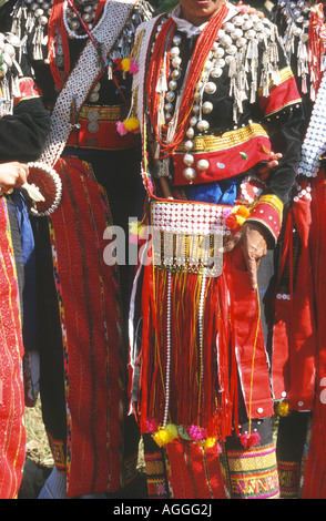 A tribal costume at Manau Dance, traditional ceremony of Kachin Stock ...