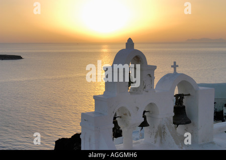 church bells on top of church, Oia, Santorini, Greece Stock Photo