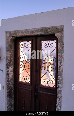 entrance to residential building, village of Oia, Santorini island, Greece Stock Photo