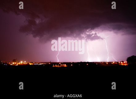 Lighting storm over Bury St Edmunds in Suffolk UK Stock Photo