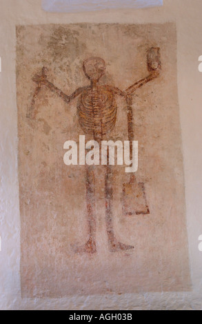 Wall painting in the 11th century church of Saint Issui Partricio Partrishow Monmouthshire South East Wales UK GB Stock Photo