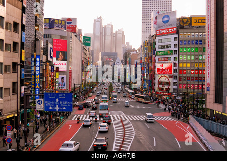 rush hour at pedestrian crossing in Shinjuku, Tokyo, Japan Stock Photo