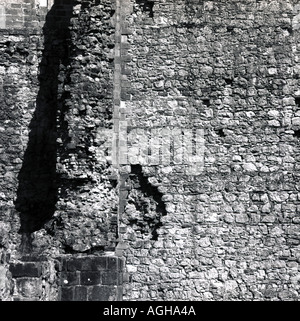 Brick and stone wall with buttress Stock Photo