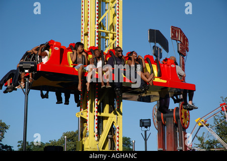 Fun Fair ride at Lambeth Country Fair in Brockwell Park Brixton South London. Stock Photo