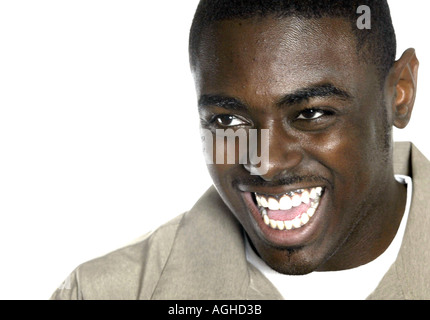An African American Black man laughs Stock Photo