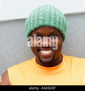 Headshot of afro american man smiling Stock Photo