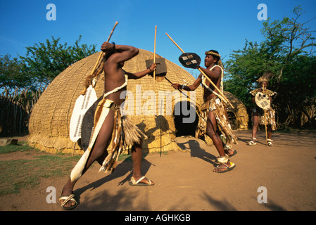 South Africa Simunye Zulu Warriors Fighting Stock Photo