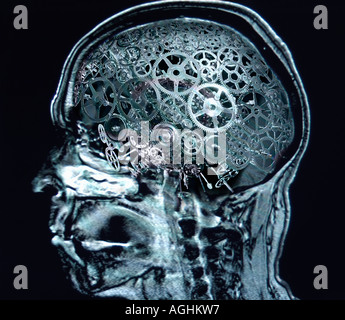 symbolic image of the human brain as a complex machinery Stock Photo