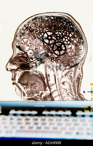 symbolic image of the human brain as a complex machinery Stock Photo