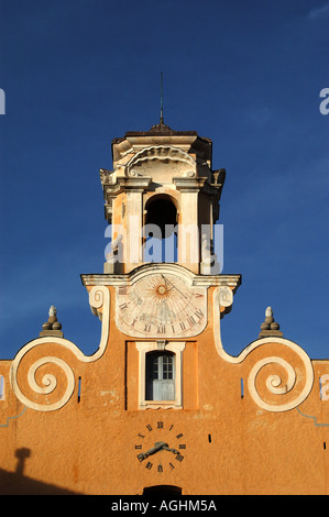 Bell tower and sundial of Palais des Gouverneurs Bastia Corsica Stock Photo