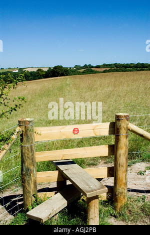 Stile on 1066 Country Walk near Westfield East Sussex South coast England Britain UK Europe EU E U Stock Photo